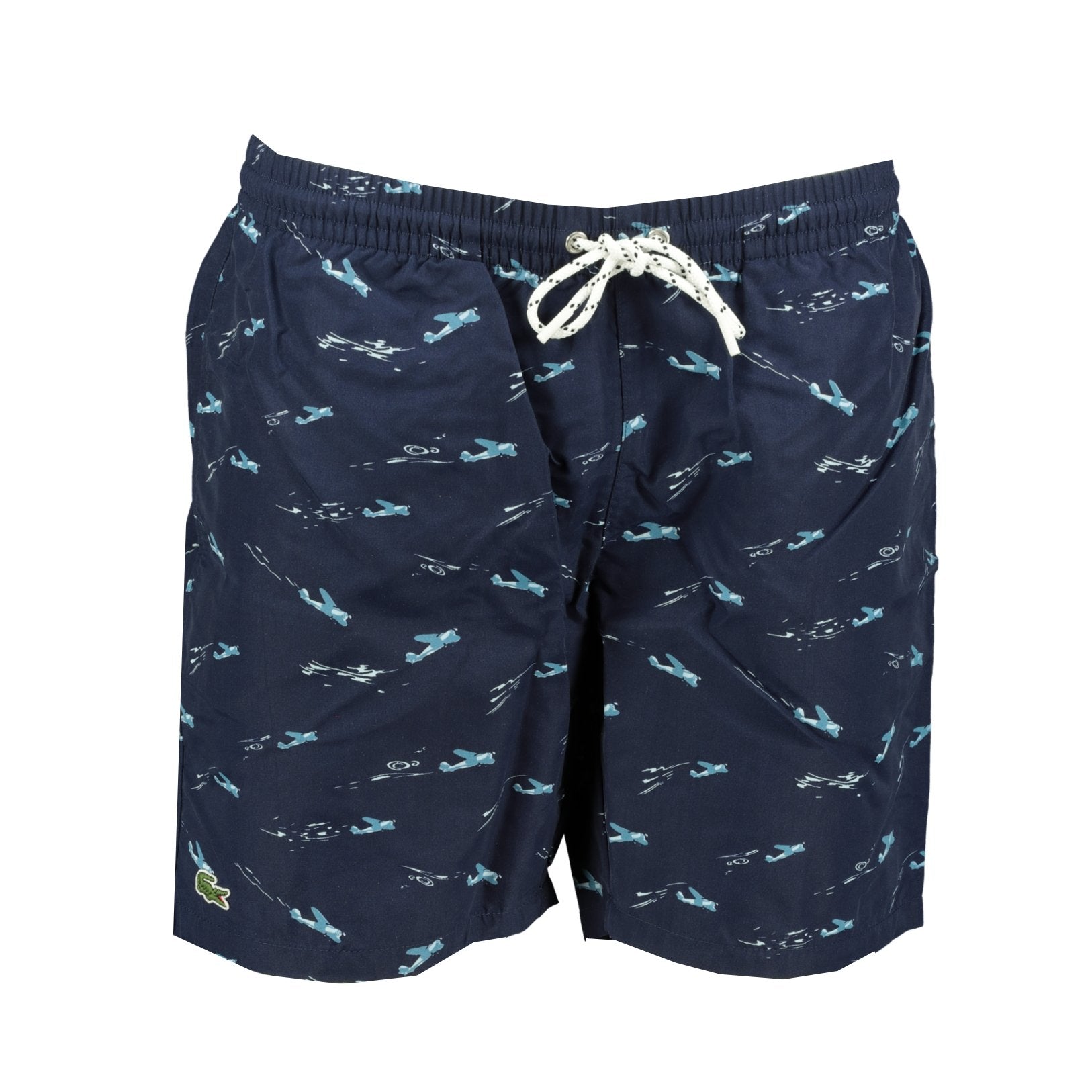 LACOSTE Mens Crocodile Print Swim Trunks Blue