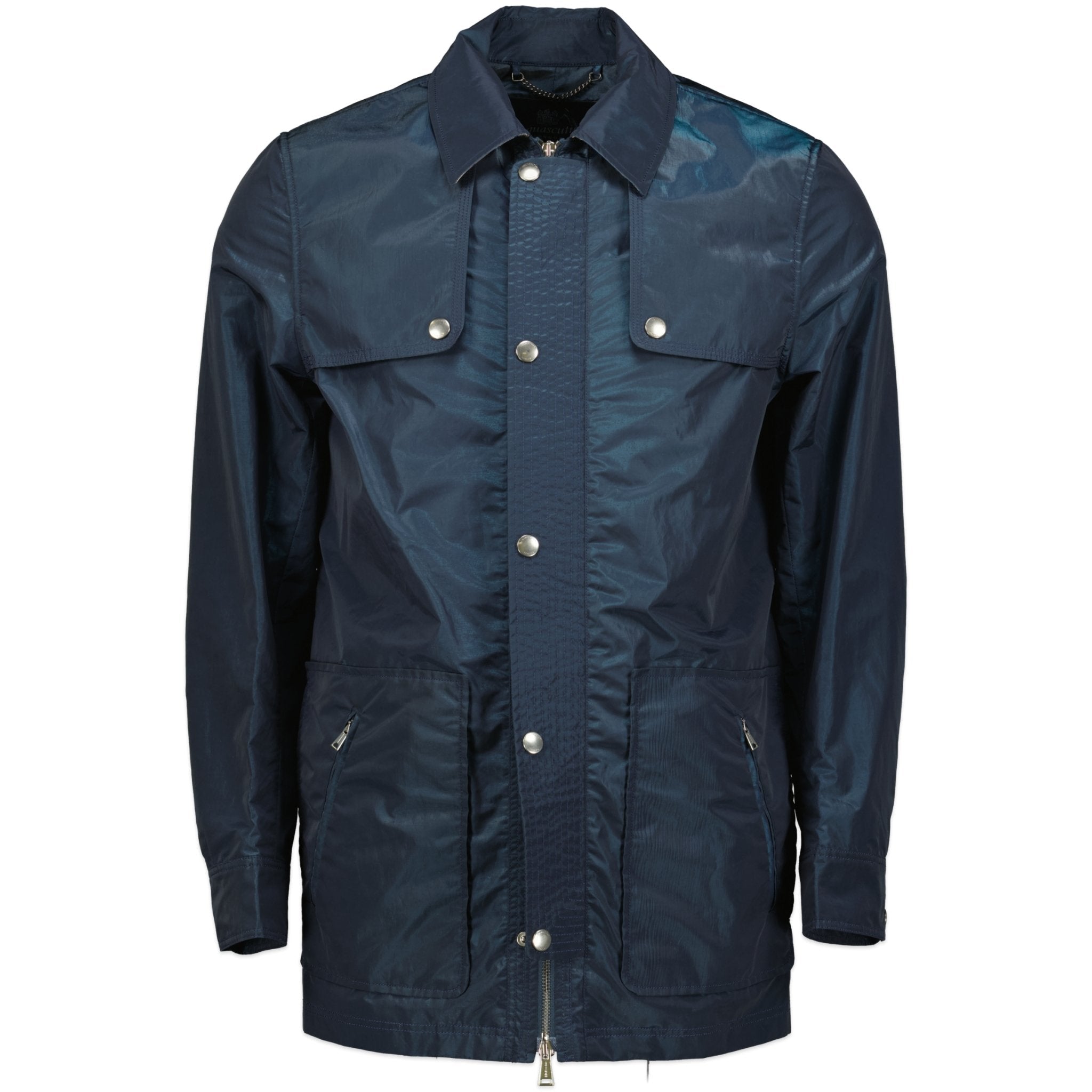 Aquascutum Aquasor Stanley Check Trench Coat Nylon Shimmer Blue