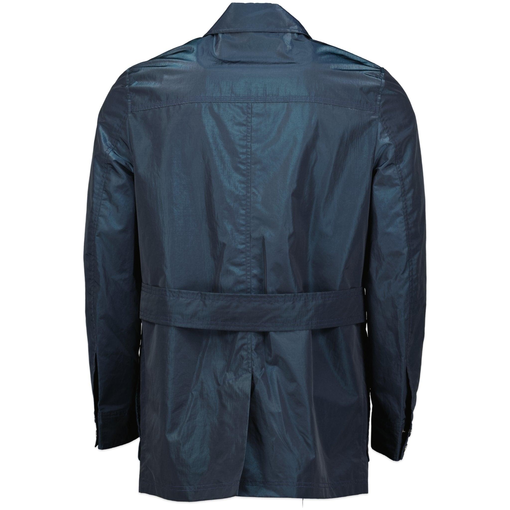 Aquascutum Aquasor Stanley Check Trench Coat Nylon Shimmer Blue