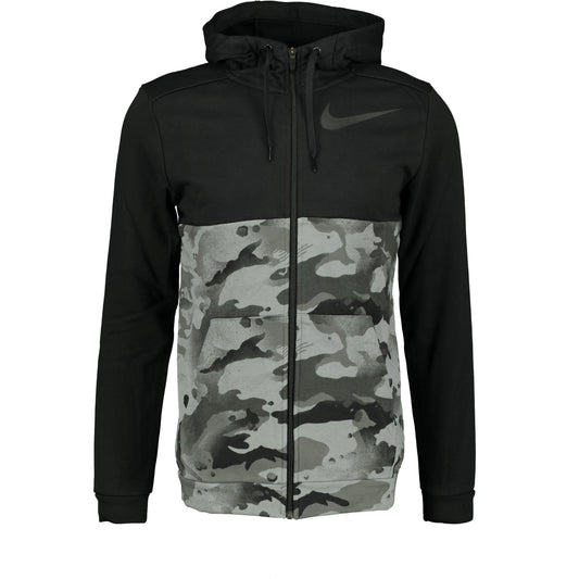 Nike Dri-Fit Full Zip Black & Grey Camo Hoodie - LinkFashionco