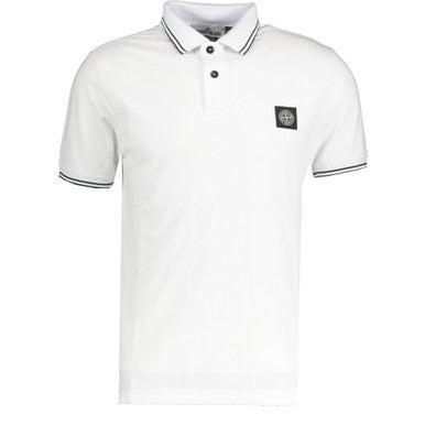 Stone Island Cotton Logo Twin Tip Polo T-Shirt White